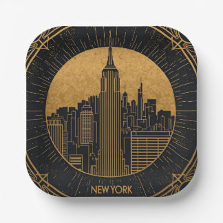 Zwart en Goud Art Deco Papieren Bordje
