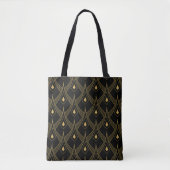 Zwart en goud art-deco patroon 11 tote bag (Voorkant)
