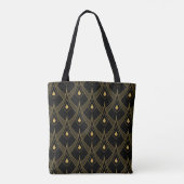 Zwart en goud art-deco patroon 11 tote bag (Achterkant)