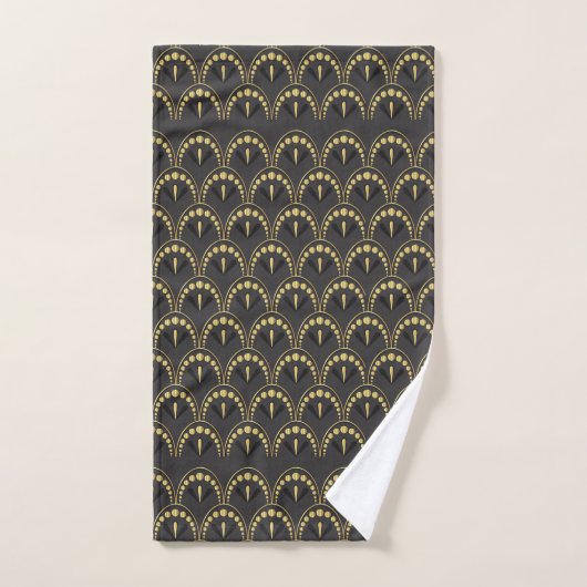 Zwart en goud Art Deco patroon Bad Handdoek (Handdoek)