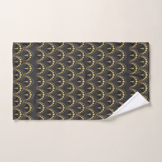 Zwart en goud Art Deco patroon Bad Handdoek (Handdoek)