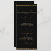 Zwart en Goud Art Deco Peacock Bruiloft Menu (Voorkant / Achterkant)