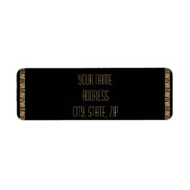 Zwart en Goud Art Deco Peacock Retouradres Etiket