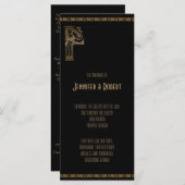 Zwart en Goud Art Deco Peacock Trouwprogramma Programmakaart (Voorkant / Achterkant)