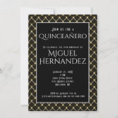 Zwart en Goud Art Deco Quinceañero 15e verjaardag Kaart (Voorkant)
