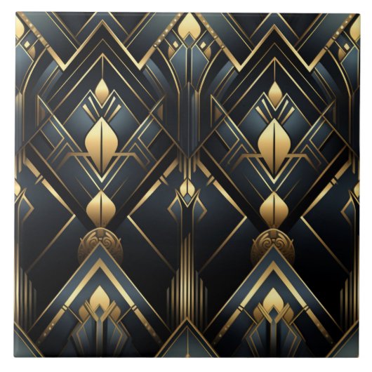 Zwart en Goud Art Deco stijl, Tegeltje (Voorkant)