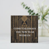 Zwart en goud Art Deco uitnodiging (Staand voorkant)