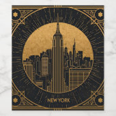 Zwart en goud Art Deco Wijn Etiket (Enkel label)