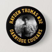 Zwart en Goud Atleet Naam Jersey Nummer Foto Ronde Button 7,6 Cm (Voorkant)