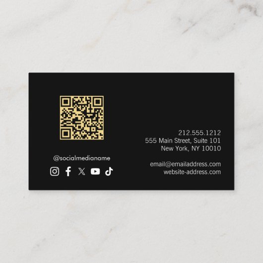 Zwart en Goud Auto Detailing, Auto Repair QR Code Visitekaartje (Achterkant)