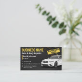 Zwart en Goud Auto Reparatie Mechanic Auto Body Sh Visitekaartje (Staand voorkant)