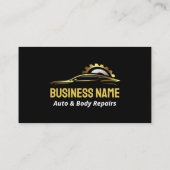 Zwart en Goud Auto Reparatie Mechanic Auto Body Sh Visitekaartje (Achterkant)