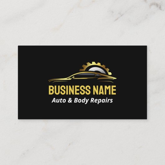 Zwart en Goud Auto Reparatie Mechanic Auto Body Sh Visitekaartje (Achterkant)