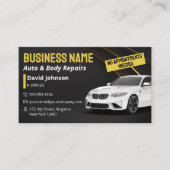 Zwart en Goud Auto Reparatie Mechanic Auto Body Sh Visitekaartje (Voorkant)