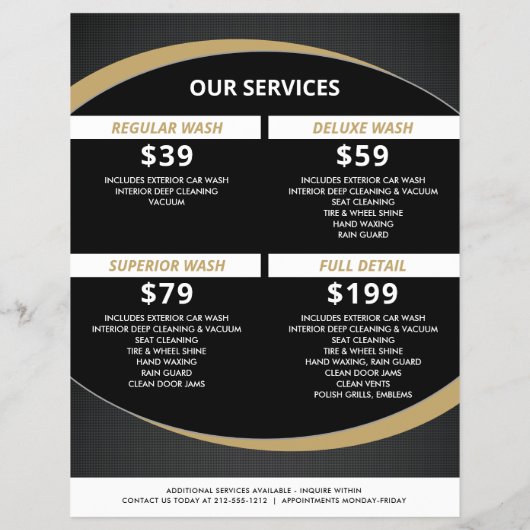 Zwart en Goud Autodecoratie, Autowasserij Flyer (Achterkant)