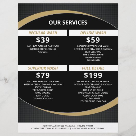 Zwart en Goud Autodecoratie, Autowasserij Flyer (Achterkant)