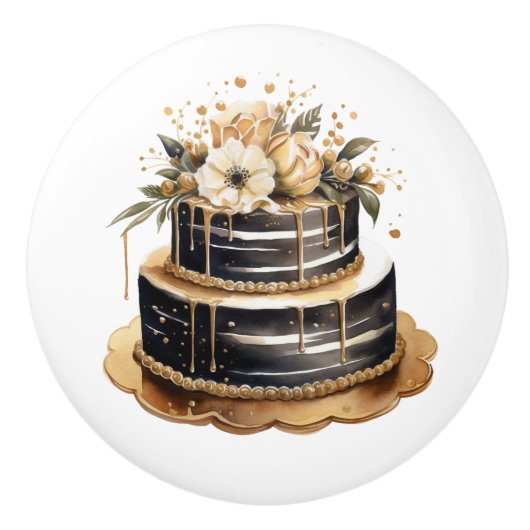 Zwart en Goud Bakkerij Keramische Knoppen (Voorkant)