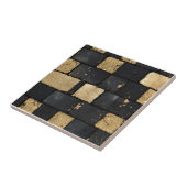 Zwart en goud bakstenen patroon tegeltje (Zijkant)