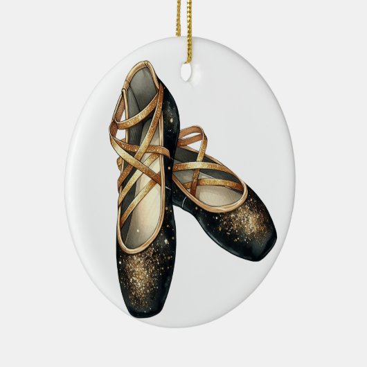 ZWART EN GOUD BALLETTENSCHOENEN KERAMISCH ORNAMENT (Rechts)