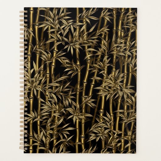 Zwart en Goud Bamboe Chiyogami Planner (Voorkant)