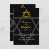 Zwart en Goud Bar Mitzvah Receptie Insert Kaart (Voorkant / Achterkant)