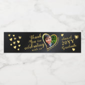 Zwart en Goud Bedankt Foto 2025 Afstuderen Waterfles Etiket (Enkel label)
