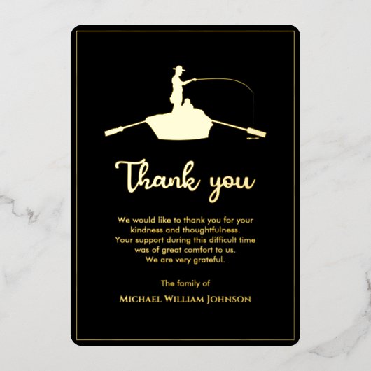 Zwart en goud begrafenismonument voor altijd Gevis Folie Uitnodiging (Voorkant)