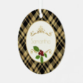 Zwart en goud bekleed met naam Kerstmis Metalen Ornament (Voorkant links)