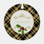 Zwart en goud bekleed met naam Kerstmis Metalen Ornament (Voorkant)