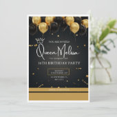 Zwart en Goud bewerkbare verjaardagskaart Kaart (Staand voorkant)