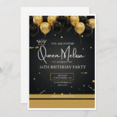 Zwart en Goud bewerkbare verjaardagskaart Kaart (Voorkant / Achterkant)