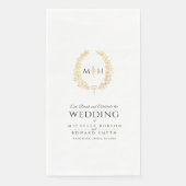 Zwart en goud blad ovale krans art bruiloft servet (Voorkant)