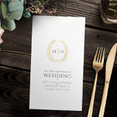 Zwart en goud blad ovale krans art bruiloft servet