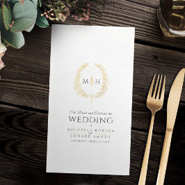 Zwart en goud blad ovale krans art bruiloft servet