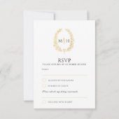 Zwart en goud blad ovale krans RSVP bruiloft (Achterkant)