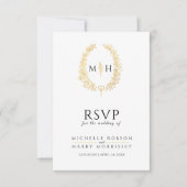 Zwart en goud blad ovale krans RSVP bruiloft (Voorkant)
