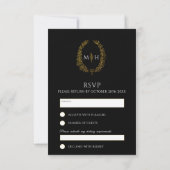 Zwart en goud blad ovale krans RSVP bruiloft (Achterkant)