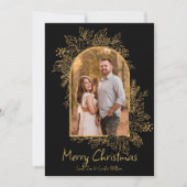 Zwart en Goud Bladerdak Arch Kerst Kaart (Voorkant)