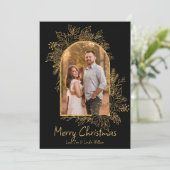 Zwart en Goud Bladerdak Arch Kerst Kaart (Staand voorkant)