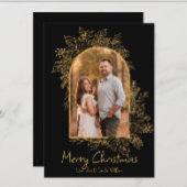 Zwart en Goud Bladerdak Arch Kerst Kaart
