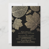 Zwart en Goud Bladeren  Fall Wedding Kaart (Voorkant)