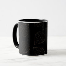 Zwart en goud bladpatroon koffie