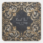 Zwart en goud bloeien bruiloft Sticker (Voorkant)