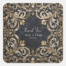 Zwart en goud bloeien bruiloft Sticker