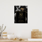 Zwart en Goud Bloemen 50e Jubileum Teken Poster (Keuken)