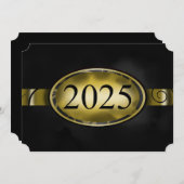 Zwart en Goud Bloemen Button 2025 Kaart (Voorkant / Achterkant)