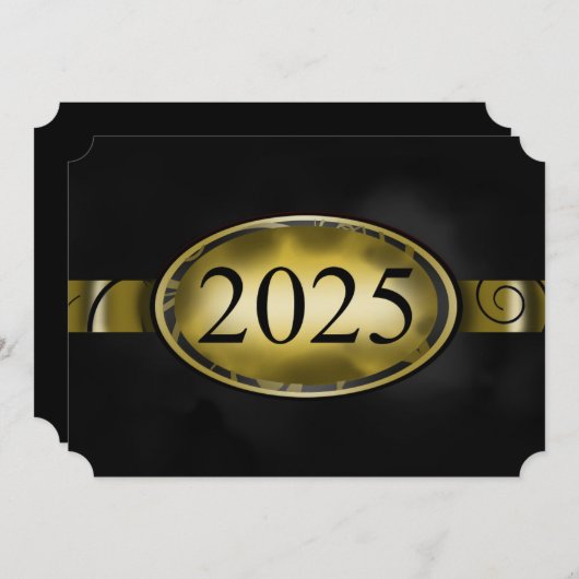 Zwart en Goud Bloemen Button 2025 Kaart (Voorkant / Achterkant)