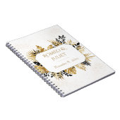 Zwart en Goud Bloemen Glitter Bruiloft Notitieboek (Rechterzijde)