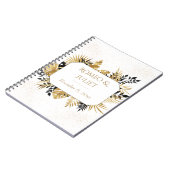 Zwart en Goud Bloemen Glitter Bruiloft Notitieboek (Linkerzijde)