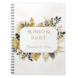 Zwart en Goud Bloemen Glitter Bruiloft Notitieboek